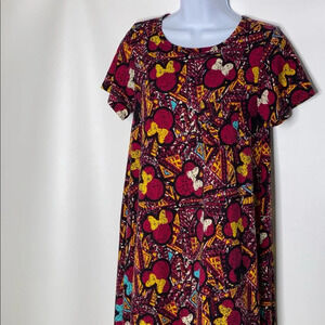 LulaRoe Carly pink black Disney Minnie Mouse dress sz XS